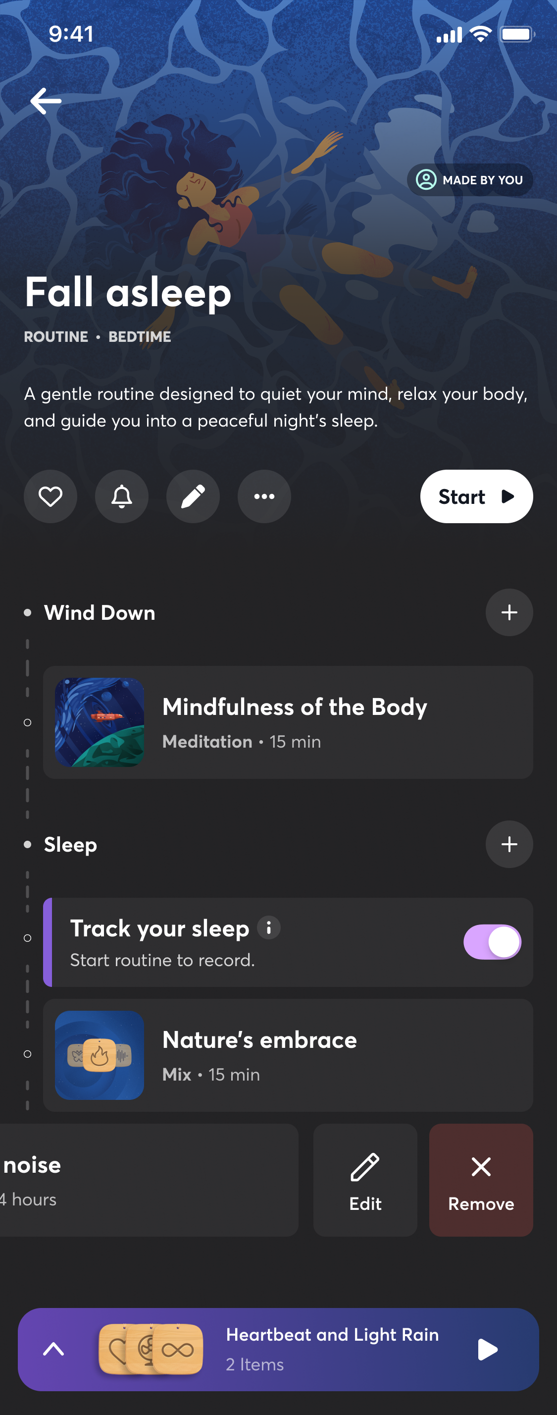 BetterSleep routine detail