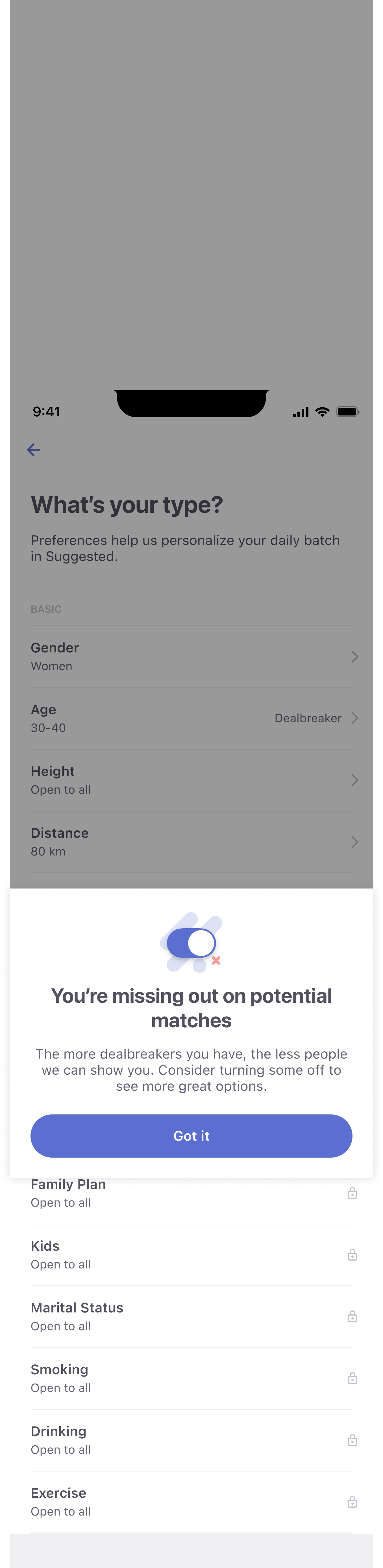 CMB preferences — soft preference toggle